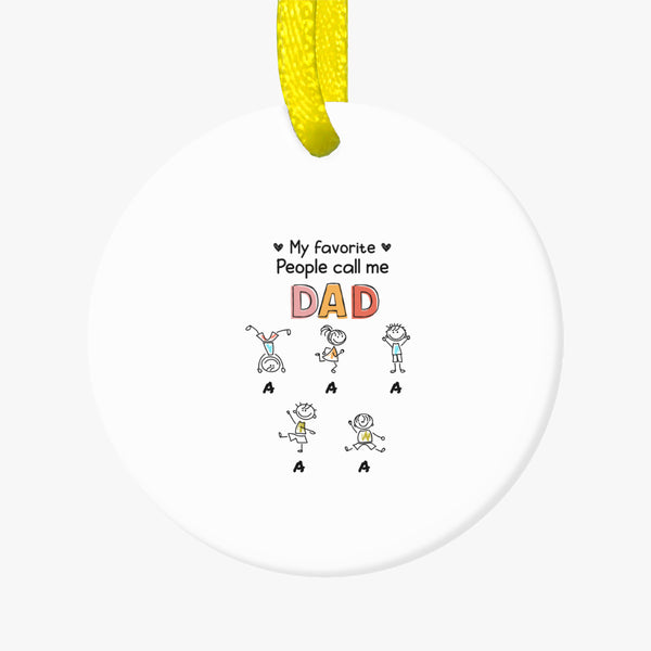 personalized-dad-grandpa-mom-grandma-drawing Christmas ceramic pendant (printed on both sides)