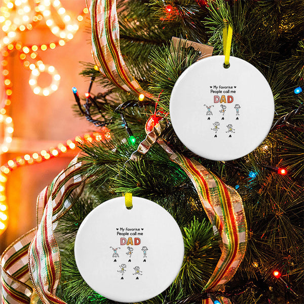 personalized-dad-grandpa-mom-grandma-drawing Christmas ceramic pendant (printed on both sides)