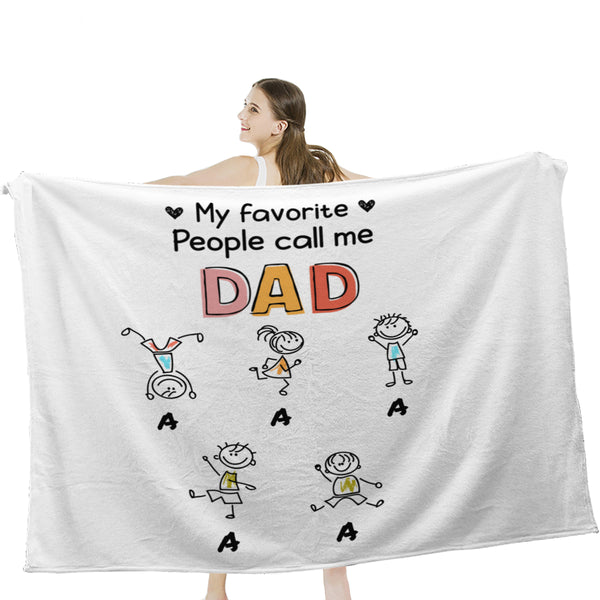 personalized-dad-grandpa-mom-grandma-drawing Thickened flannel blanket (horizontal version)