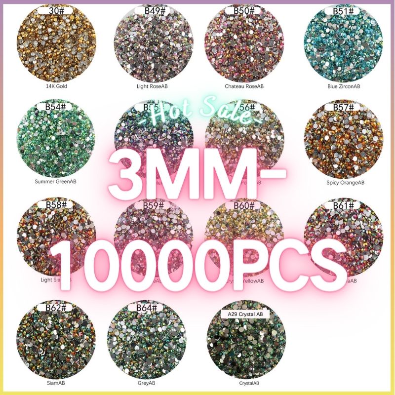 The Silver Bottom Rhinestones AB 3MM- 50g   (free shipping)