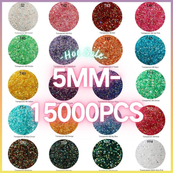 The Transperant Rhinestones AB 5MM-600g in wholesale bag （free shipping）