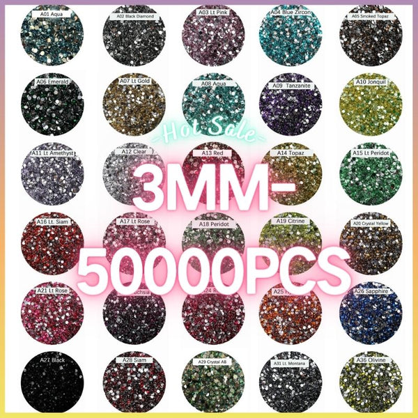 The Silver Bottom Rhinestones 3MM-600g in wholesale bag （free shipping）