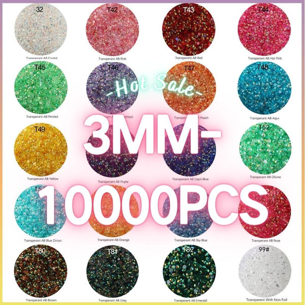 The Transperant Rhinestones AB 3MM- 50g  (free shipping)